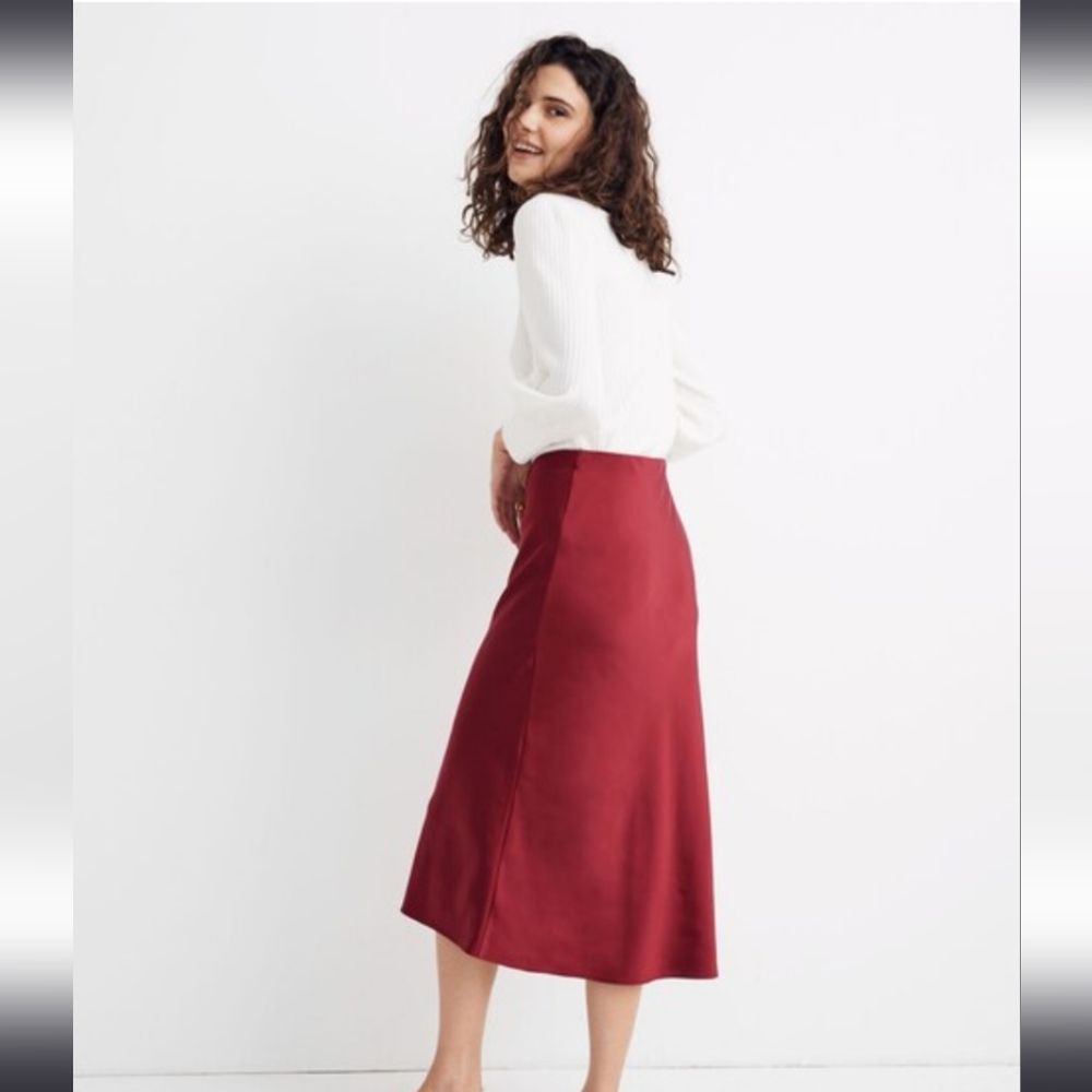 Madewell Red Midi Slip Skirt